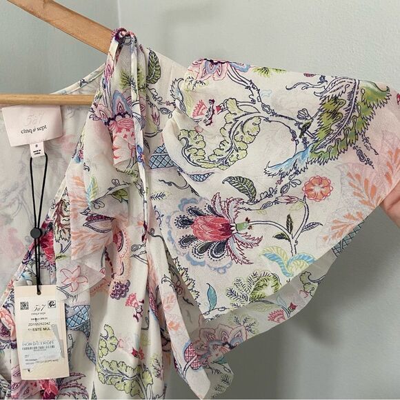 NWT Cinq a Sept Sheila Faux Wrap Floral Ruffle Dress size 8 - Picture 8 of 15